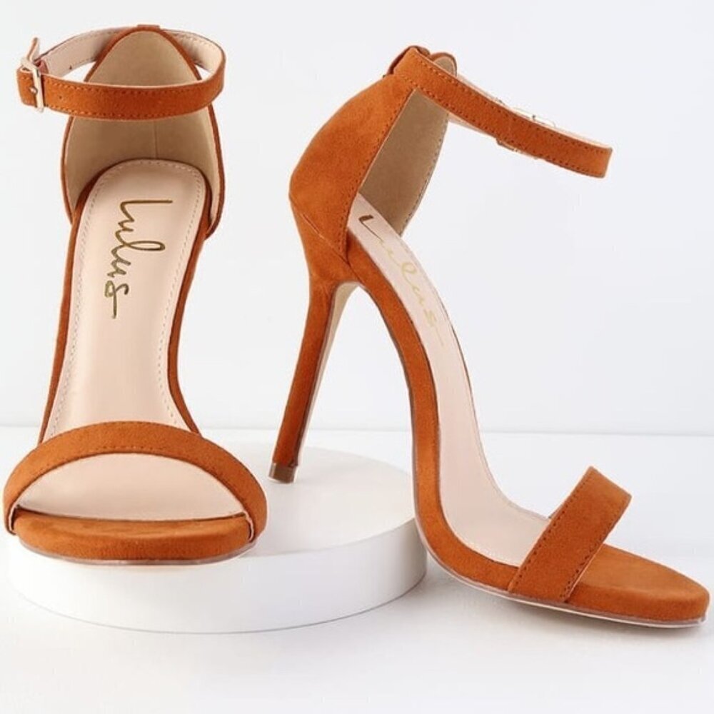 Lulus Elsi Rust Suede Single Strap Heels 10‎